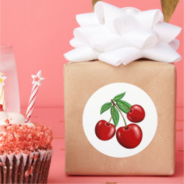 Red Cherries Fruit Roligt Runt Klistermärke