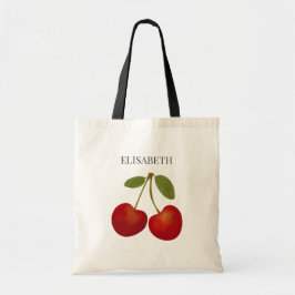 Red Cherries Fruits Personalize Namn Anpassningsba Tygkasse