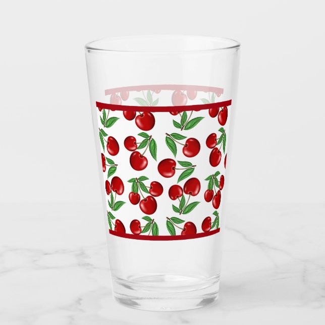 Red Cherries-grafik över hela Mönster Glaskopp (Framsida)