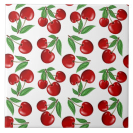 Red Cherries-grafik över hela Mönster Kakelplatta