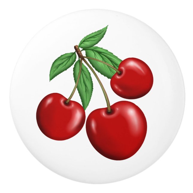 Red Cherries-grafik över hela Mönster Knopp (Framsidan)