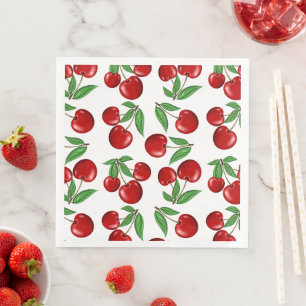 Red Cherries-grafik över hela Mönster Pappersservett