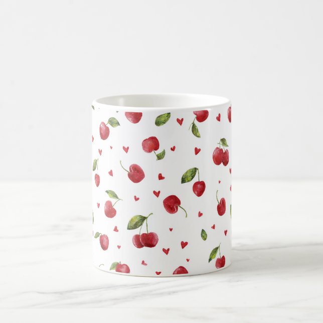 Red Cherries & Hearts Valentine's Day Kaffemugg (Center)