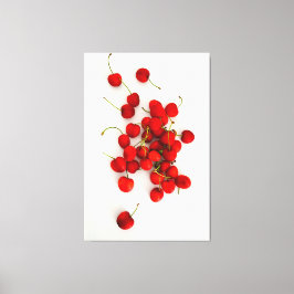 Red Cherries in Natural Light Ljugit på White Canvastryck