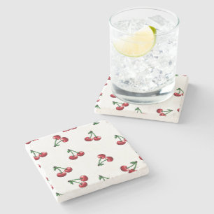 Red Cherries Mönster Design Stenunderlägg