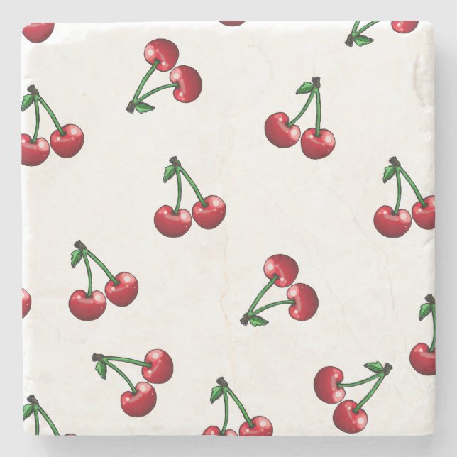 Red Cherries Mönster Design Stenunderlägg (Framsidan)