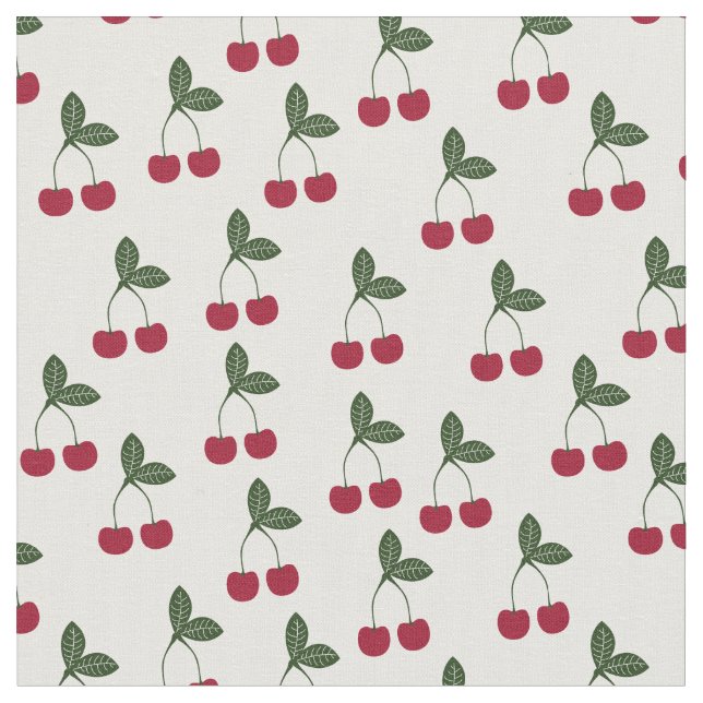 Red Cherries Mönster Fabric Tyg (Närbild)