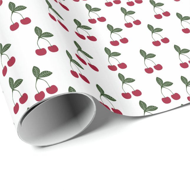Red Cherries Mönster Wrapping Papper Presentpapper (Rullad Hörn)