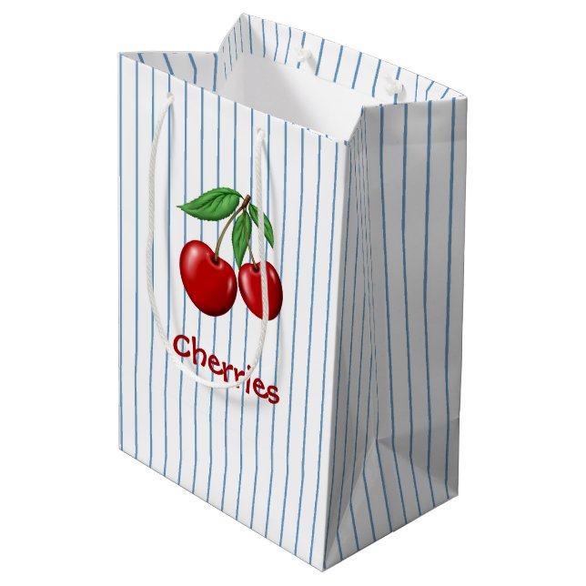 Red Cherries on Blue Rand Graphic Mönster (Baksidan Vinklad)