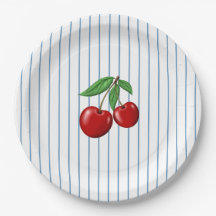 Red Cherries on Blue Rand Graphic Mönster