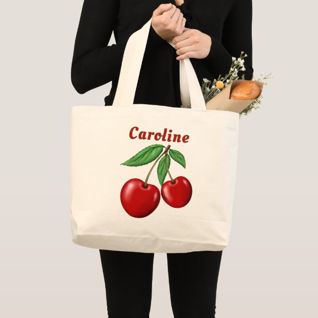 Red Cherries Personlig Jumbo Tygkasse (Framsida (produkt))