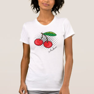 Red Cherries Retro Popart Halftone Fruit T Shirt