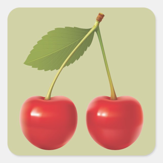 Red Cherries Sticker Fyrkantigt Klistermärke (Framsida)