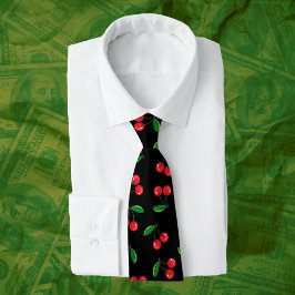 Red Cherries Summer Fruit Patterned Tie Slips