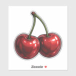 Red Cherries with Rosa Bow Coquette Cottage Chic Klistermärken<br><div class="desc">Anpassa med eller utan text</div>
