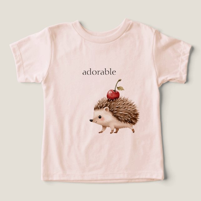 Red Cherry Adorable Hedgehog T Shirt (Design Framsida)