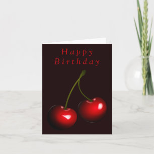 Red Cherry Birthday Card Kort