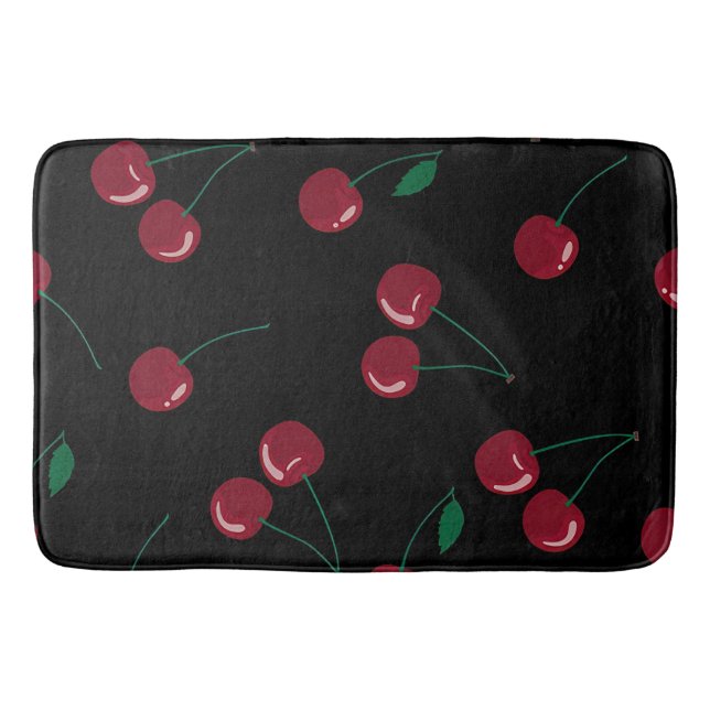 Red Cherry Black Bath Mat Badrumsmatta (Framsidan)