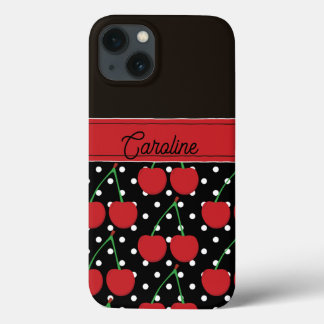 Red cherry black polka dots vintage personlig