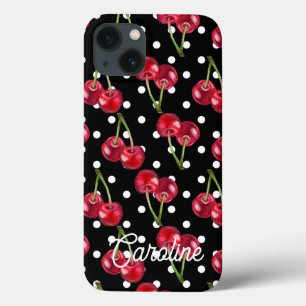 Red cherry black polka dots vintage personlig