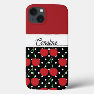Red cherry black polka dots vintage personlig