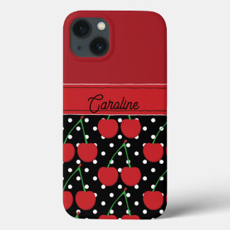 Red cherry black polka dots vintage personlig