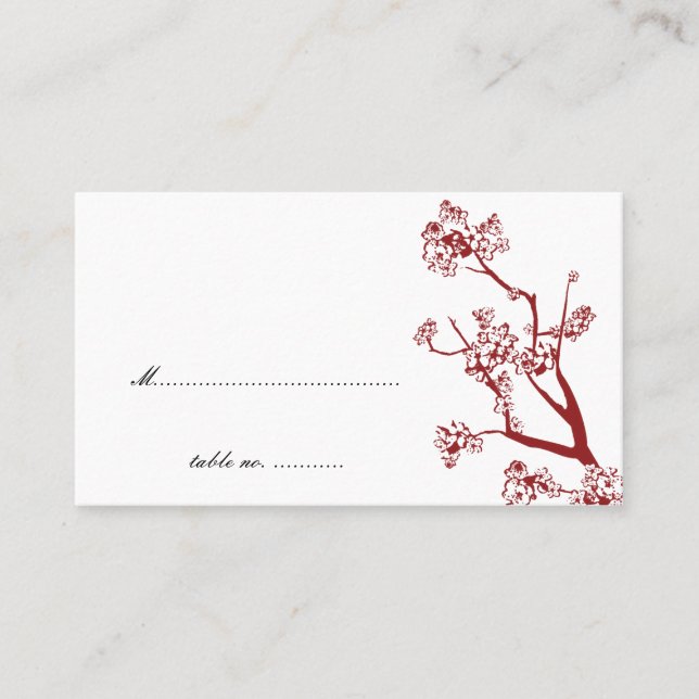 Red Cherry Blommar Bröllop Bord Place Cards Placeringskort (Framsida)