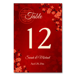 Red Cherry Blommar China Bröllop Bordsnummer