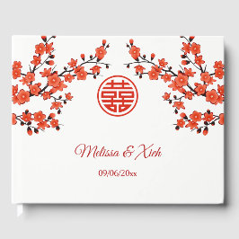 Red Cherry Blommar China Bröllop Gästböcker