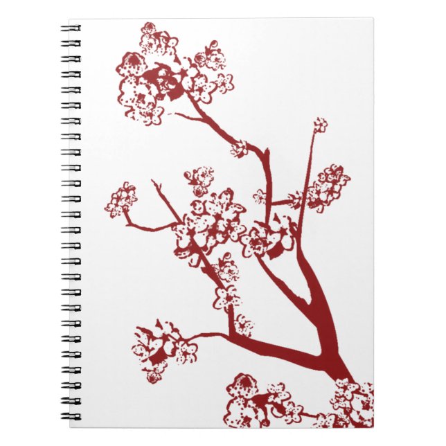 Red Cherry Blommar Notebook Anteckningsbok (Framsidan)