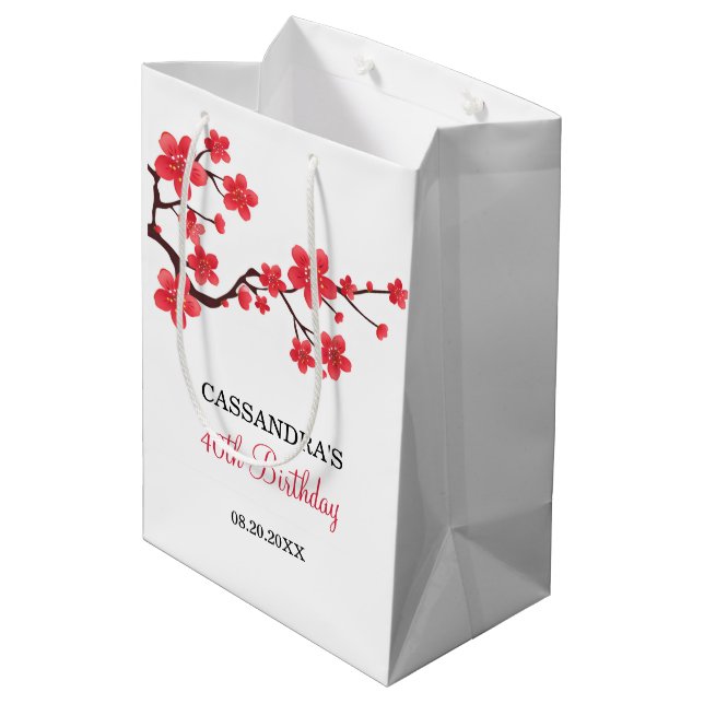 Red Cherry Blommar Sakura Blommigt Birthday (Baksidan Vinklad)