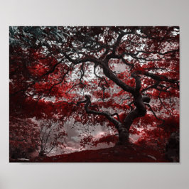Red Cherry Blommar Träd Poster