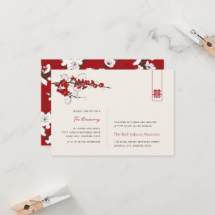 Red Cherry Blommars Chic Asian WedReception Inbjudningar