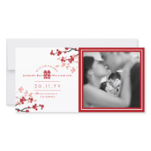 Red Cherry Blommars Dubbla Happity Photo Bröllop