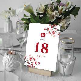 Red Cherry Blommars Dubbla Xi Chic Chinese Bröllop Bordsnummer