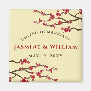 Red Cherry Blommars Sakura Chic United In Giftermå Magnet