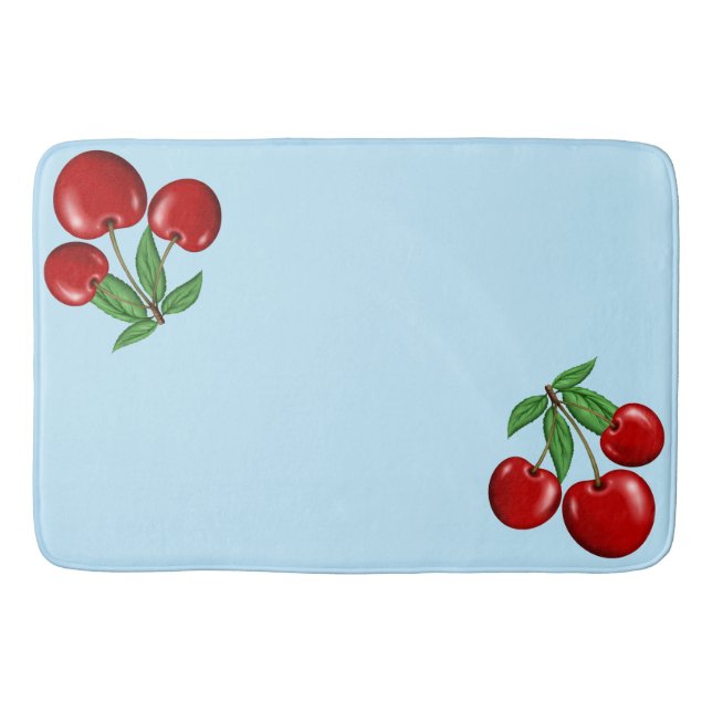 Red Cherry Cherries Design Customizable Badrumsmatta (Framsidan)