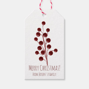 Red cherry christmas presentetikett