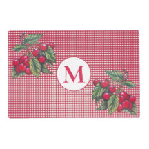 Red Cherry Gingham Monogram Reversible Cottage