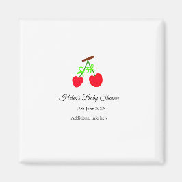 Red Cherry grönt bow add namn date babydusch Magnet