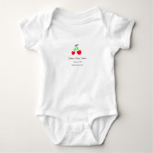 Red Cherry grönt bow add namn date babydusch