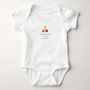 Red Cherry grönt bow add namn date babydusch T Shirt