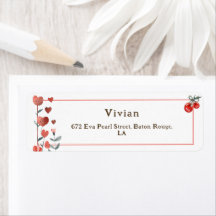 Red Cherry Heart Blommigt Retrun Adress