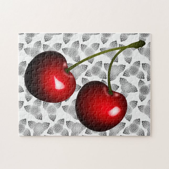 Red Cherry Jigszle Puzzle Sweet Cherries Gift Pussel (Horisontell)