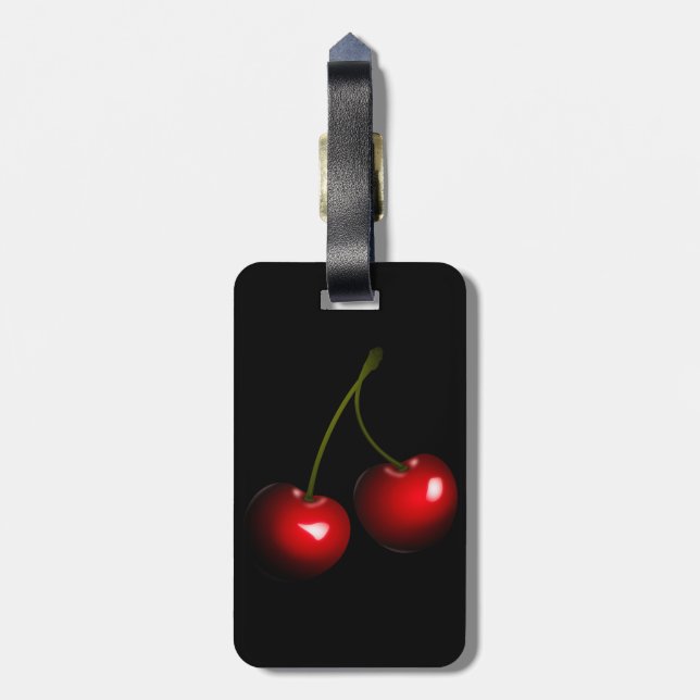 Red Cherry Luggage Tag - Anpassade Bagagebricka (Baksidan Lodrät)