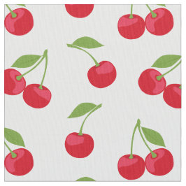 Red Cherry Mönster on White Tyg