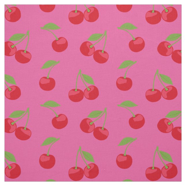 Red Cherry Mönster Rosa Tyg (Provkarta)