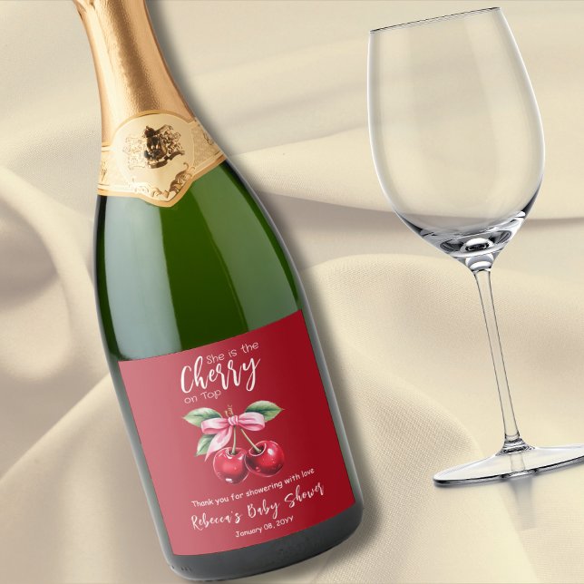 Red Cherry on Top Coquette Rosa Bow Baby Shower (Skapare uppladdad)