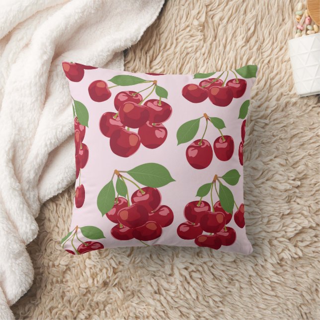 Red Cherry Pattern Square Kudde (Filt)
