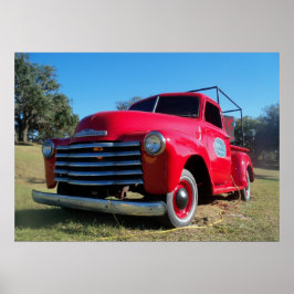 Red Chevrolet Land Pickupa Lastbil Poster Photo
